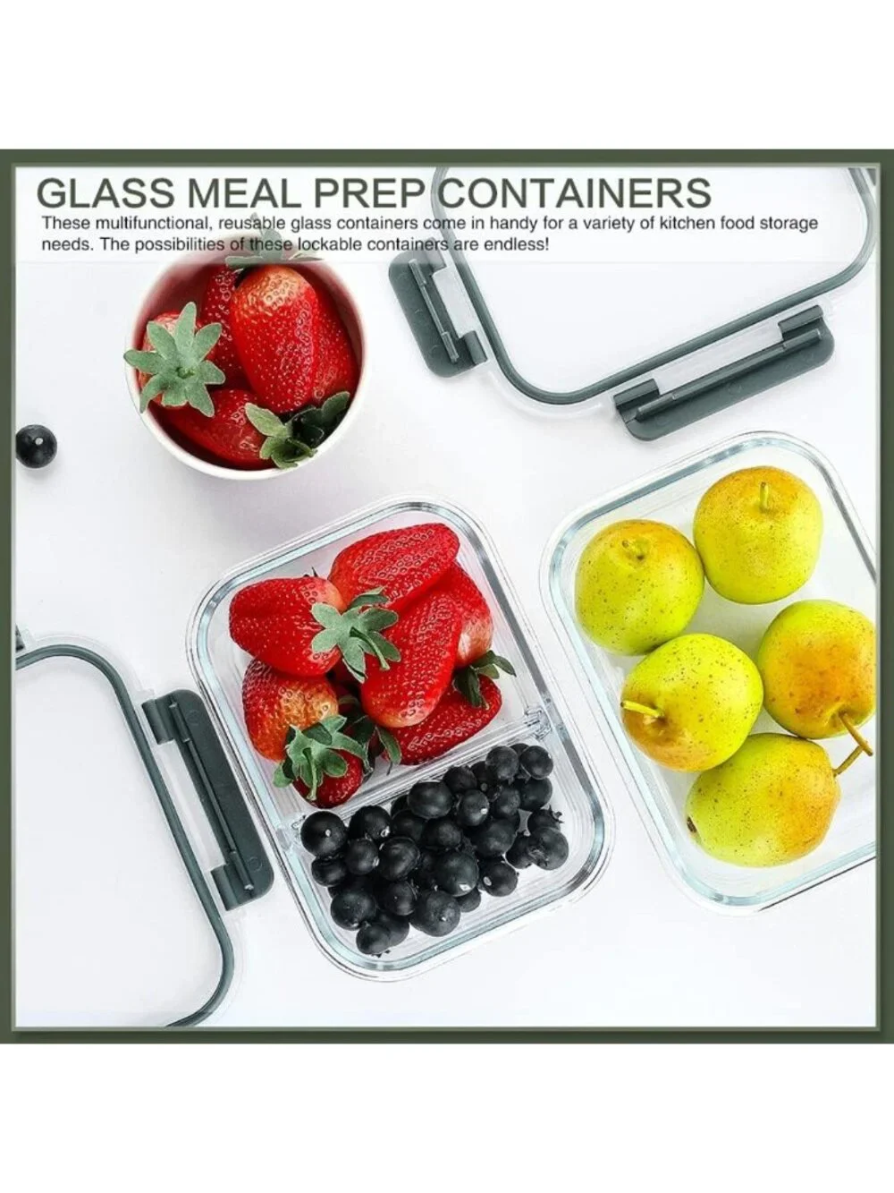30 oz Glass Meal Prep Containers - 10 Pack, Airtight Food Storage, Microwave